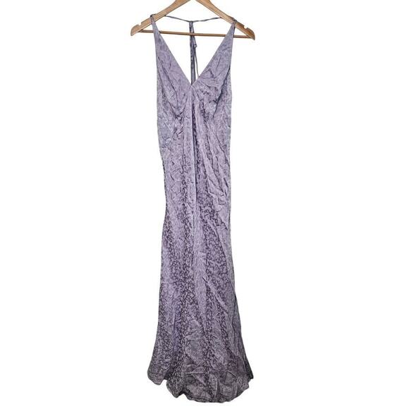Topshop Heart Jacquard Slip Dress Womens Size 10 Purple Silky Maxi Fairy Elegant - Picture 1 of 12